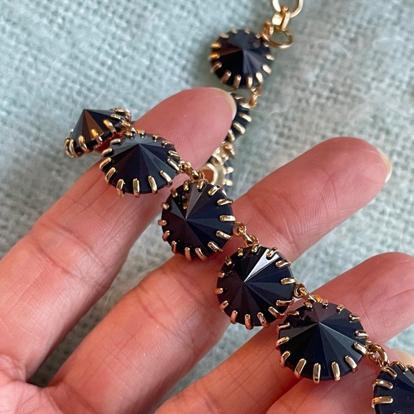 J. Crew Gold and Navy Blue Statement Necklace, Choker Jewel Business Casual - Picture 3 of 7